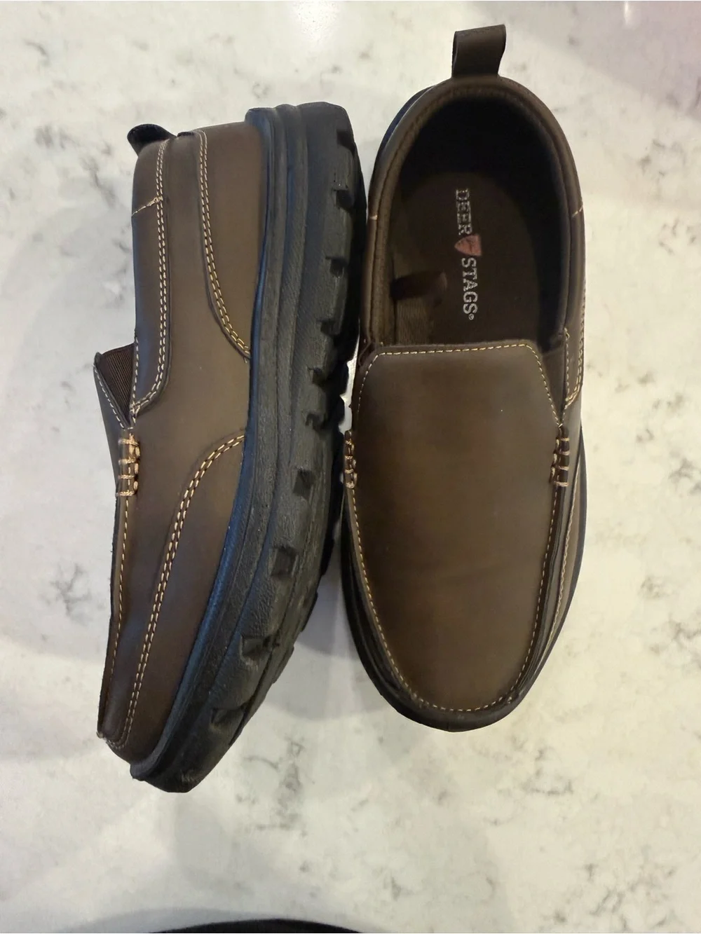 Boys Deer Stags Brown Slip-On Moc Toe Casual Loafers